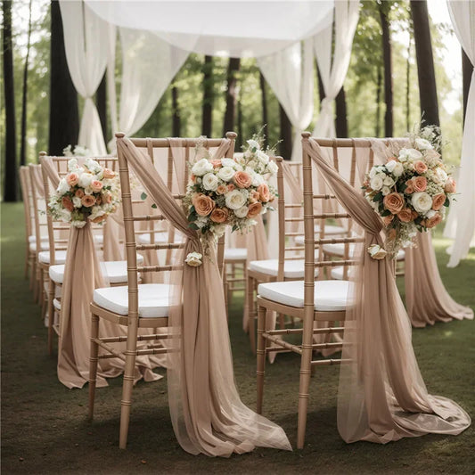 Fajas de gasa para silla, 20 piezas, decoración para bodas, eventos, banquetes y Baby Shower, 17x250 cm