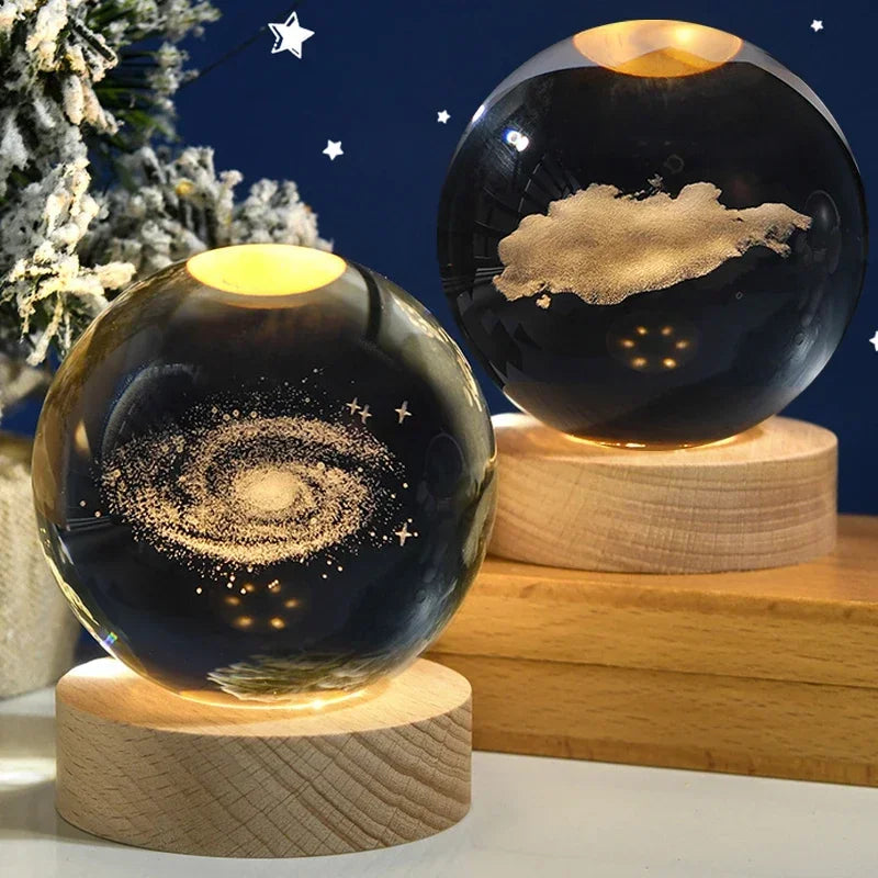 Esfera de Cristal 3D con Grabado Láser del Sistema Solar - Regalo de Astronomía para Cumpleaños y Decoración del Hogar