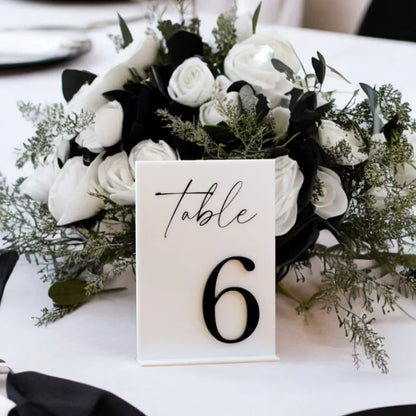 Números de Mesa Acrílicos Blancos con Arco - Personalizados para Bodas, Decoración de Mesa, Señalización de Bodas