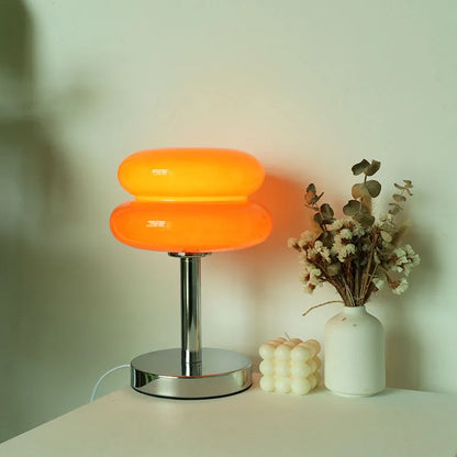 Lámpara de Mesa de Vidrio Macaron con Regulación Tricolor - Iluminación Atmosférica para Sala de Estar y Dormitorio - Luz Nocturna Protectora para los Ojos
