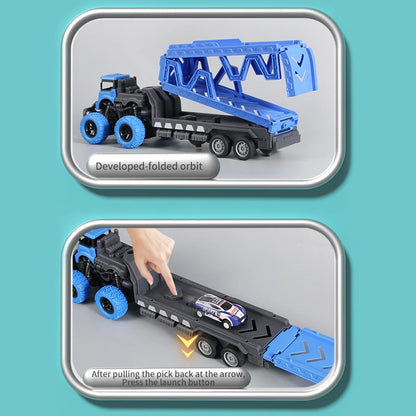 Camión Transportador Deformable con Pista y Ejección | Juguete Infantil de Carga y Transporte
