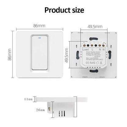 Interruptor Inteligente Wifi/Bluetooth 20A/40A Tuya para Calentadores de Agua y Aire Acondicionado - Control Remoto con Alexa y Google Home