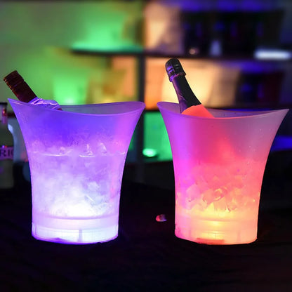 Cubo de hielo LED impermeable para bares, cubos de cerveza, champán, fiesta nocturna, 5L, 6 colores