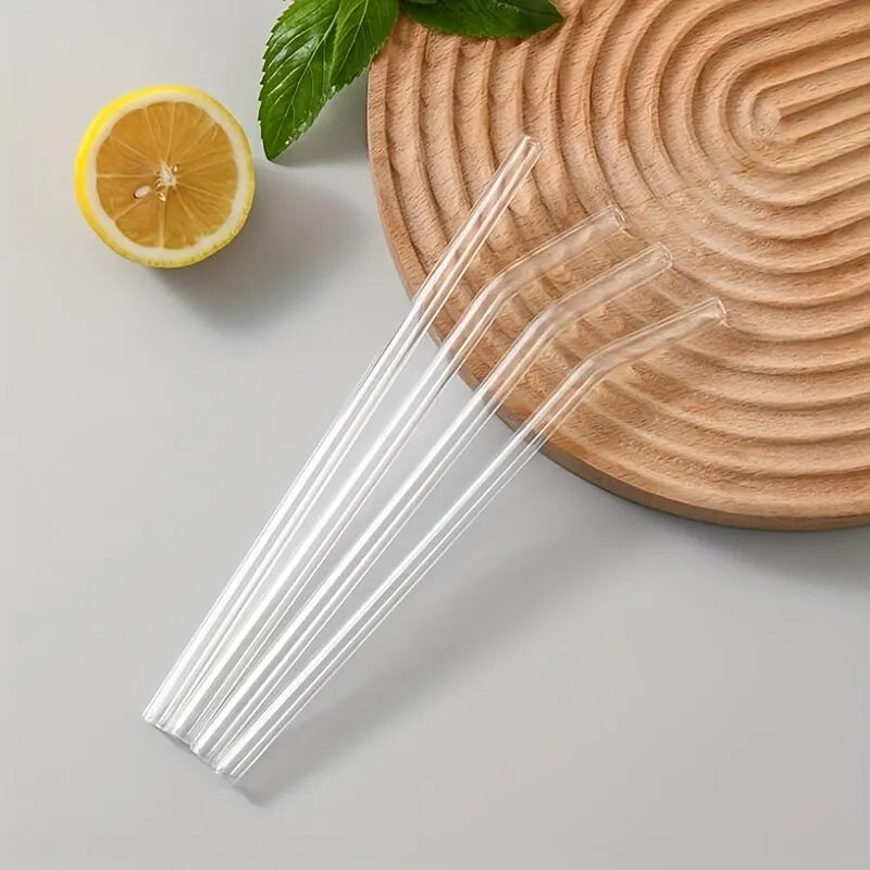 Juego de Pajitas de Vidrio Resistentes al Calor - 5 Pajitas Reutilizables con Cepillo de Limpieza, Perfectas para Batidos, Té y Jugo