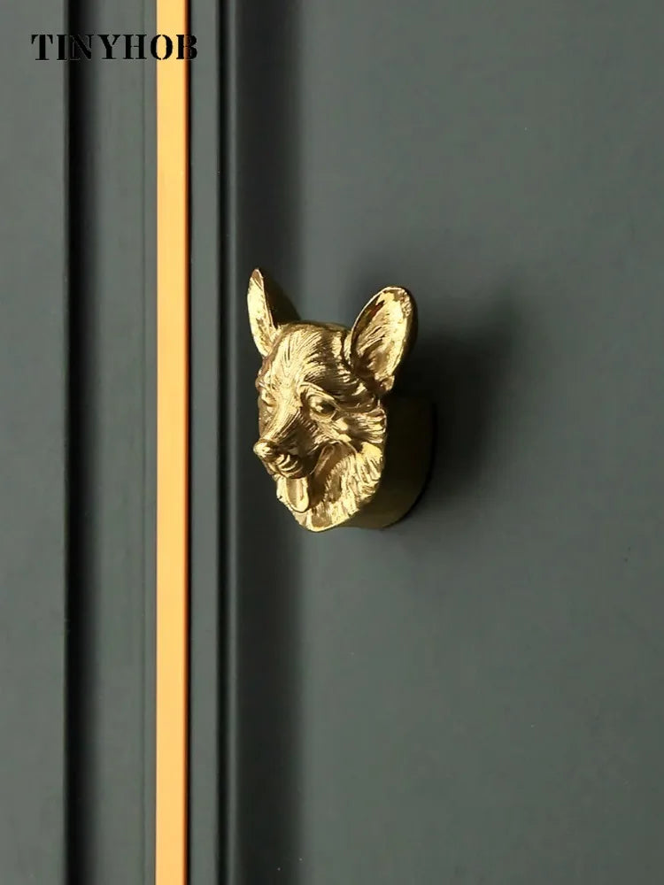 Tiradores de Muebles de Latón con Diseño Creativo de Animales y Plantas – Perillas Retro para Cajones y Armarios Pequeños, Manijas Doradas para Tocadores