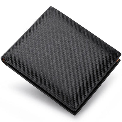 Nueva Cartera Corta de Fibra de Carbono para Hombre con Cremallera Integrada y Bolsillo para Monedas