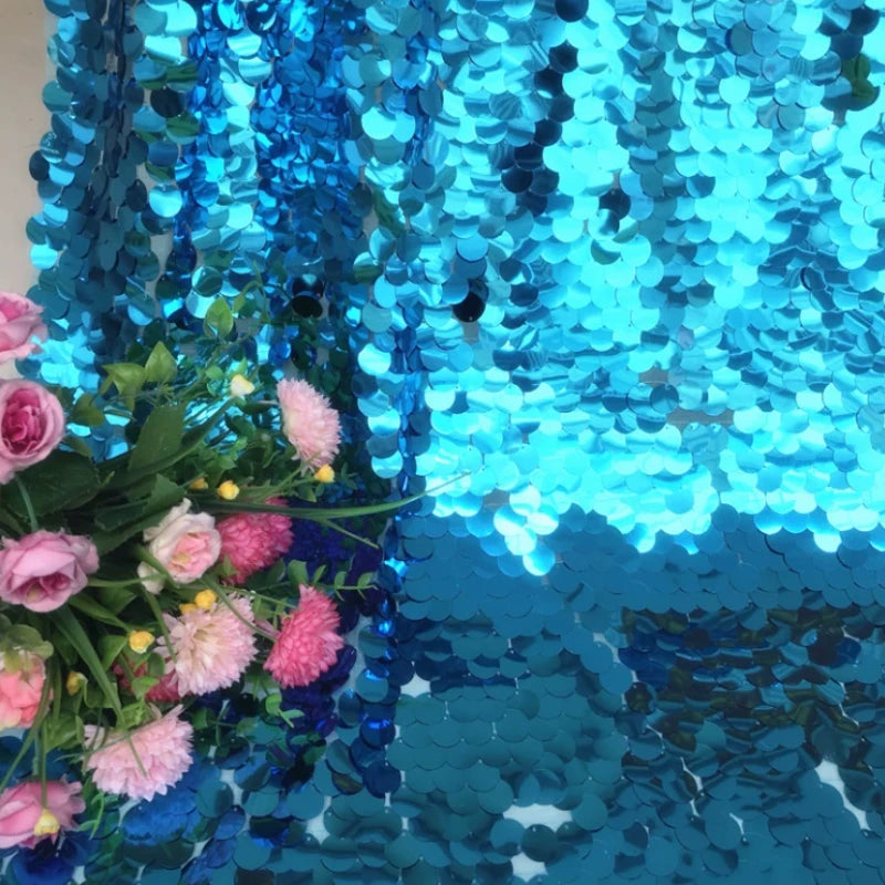 18mm Round Large Sequin Pink Mermaid Scale Dreamy Glitter Tablecloth Background Laser Iridescent Shiny Shoot Decor Cloth Party