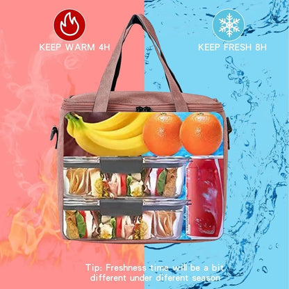 Bolsa Térmica Insulada para Almuerzo, Reutilizable, Gran Capacidad con Correa para Hombro, Ideal para Trabajo, Oficina, Picnic y Viajes