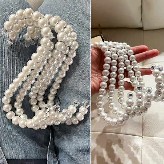Ganchos de Perlas Blancas en Forma de S - Colgadores Antideslizantes para Armarios y Tiendas de Ropa