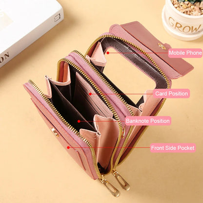 Bolsas para Mujeres con Pantalla Táctil – Monedero de Cuero Suave, Crossbody Bag Pequeña y Barata