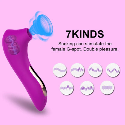 Vibrador Estimulador de Clítoris con Lengua Lamiendo y Succión – Juguete Sexual para Mujeres, 7 Modos de Placer y Diseño Ergonómico
