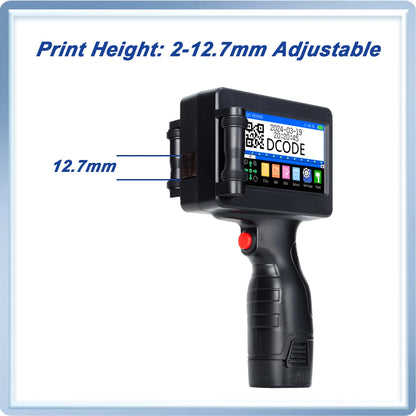 DCODE Impresora Portátil de Inyección de Tinta 1755PLUS - Máquina de Impresión QR, Código de Barras, Fecha y Más, 12.7mm