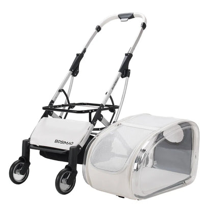 Carrito Transparente para Mascotas, Carrito Plegable para Perros y Gatos, Carro Ligero y Desmontable para Mascotas de Tamaño Pequeño y Mediano
