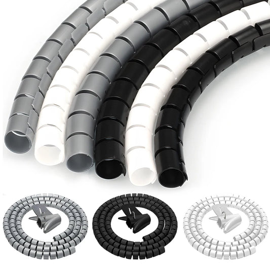 Organizador de Cables Flexible 2M - Protector de Alambres Negro para Oficina y Hogar