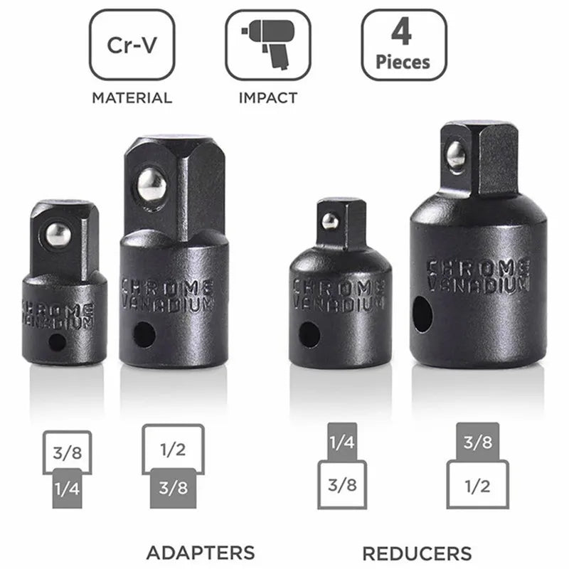Juego de Adaptadores de Impacto y Reductores 12pcs | Set de Extensión para Taladro, Convierte Tu Taladro en Atornillador de Alta Velocidad, 1/4"