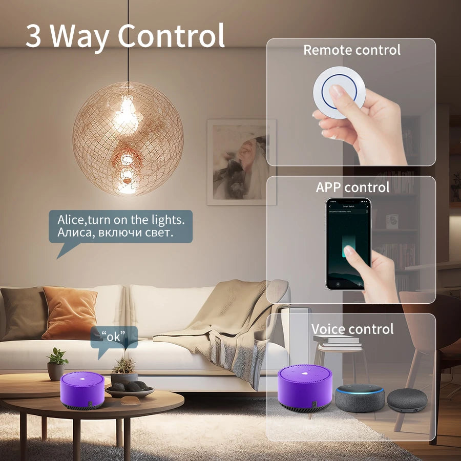Interruptor Inteligente Tuya WiFi 16A/20A con Control Remoto 433MHz - Compatible con Alexa y Google Home