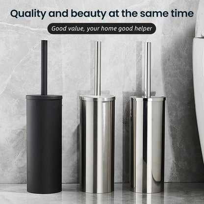 Soporte de Escobilla de Baño Montado en la Pared de Acero Inoxidable Negro – Limpieza de WC con Cepillo Largo, Modelo FR07