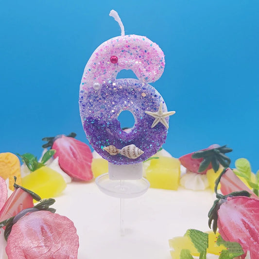 Decoración de Pastel Sirena Oceánica - Vela Digital en Forma de Sirena Rosa y Púrpura para Cumpleaños