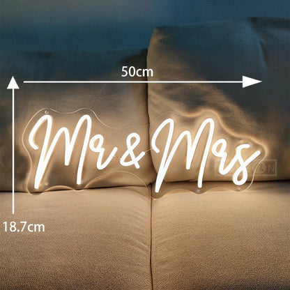 Señal LED Neon Mr & Mrs Personalizada para Bodas, Decoración de Pared, Luz de Noche para Dormitorio, Regalos Personalizados