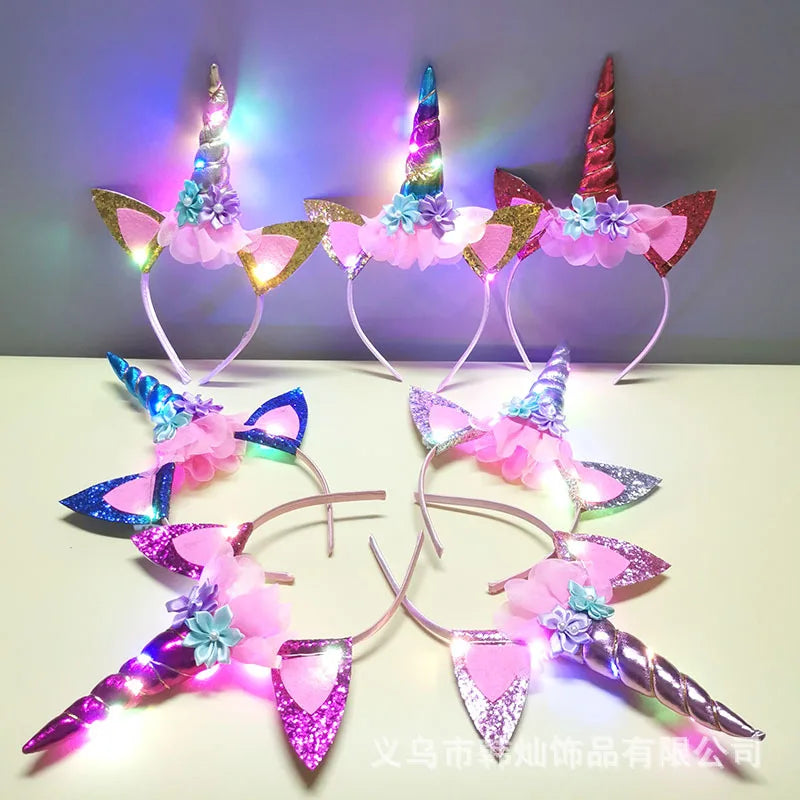 Diadema Unicornio Luminosa Rosa para Niñas | Accesorio Dulce y Único para Fiestas de Halloween
