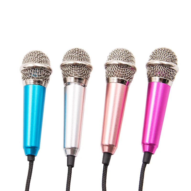 Micrófono Estéreo Portátil de 3.5mm para Estudio | Micrófono Mini de Mano para Karaoke KTV, Smartphones, Laptops y PC