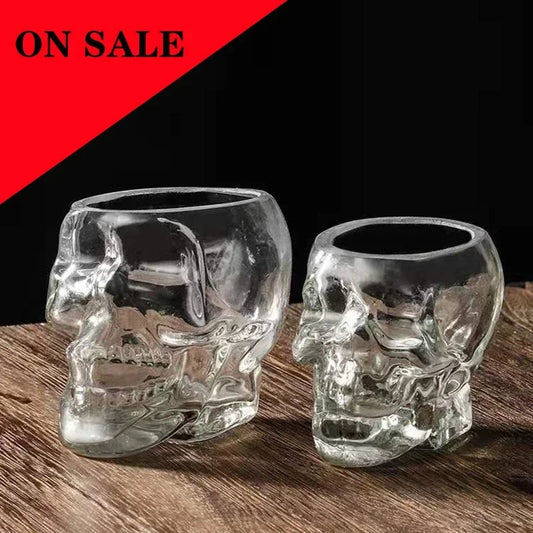 Taza de Cristal Transparente con Cabeza de Calavera - Vaso para Café, Jugo, Whisky, Vino y Cerveza, Perfecto para Halloween