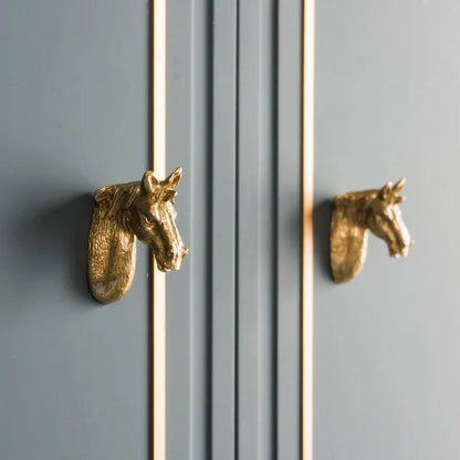 Tiradores de muebles con forma de cabeza de caballo, pomos de cajón de estilo retro en negro y gris, tiradores de aleación de zinc para armarios y cajones