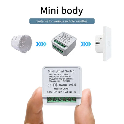 Módulo de Interruptor Inteligente WiFi 16A/20A Mini, Control Remoto por APP Cozy Life, Compatible con Alexa y Google Home, Automatización por Voz