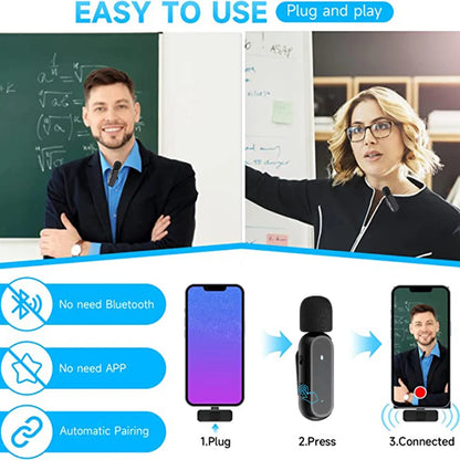 Micrófono Inalámbrico HD K61 | Doble Micrófono para Grabación de Videos Cortos y TikTok | Alcance de 20 Metros