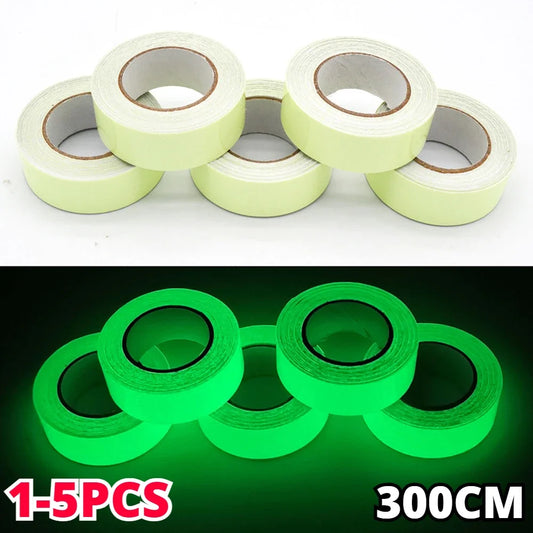 Cinta Fluorescente Luminosa Autoadhesiva - Cinta Brillante en la Oscuridad para Decoración del Hogar y Advertencias de Seguridad (1-5 PCS)