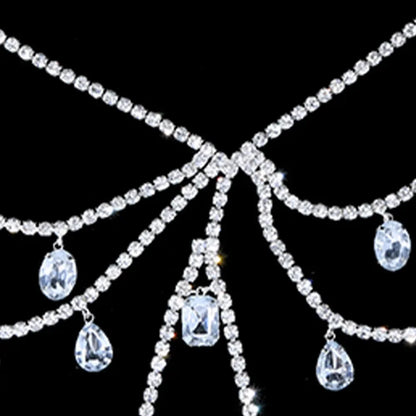 Lencería de Cristal Grande para Mujer, Cadena de Pecho con Gema de Agua, Sujetador Chaleco de Diamantes de Imitación, Joyería para Discoteca