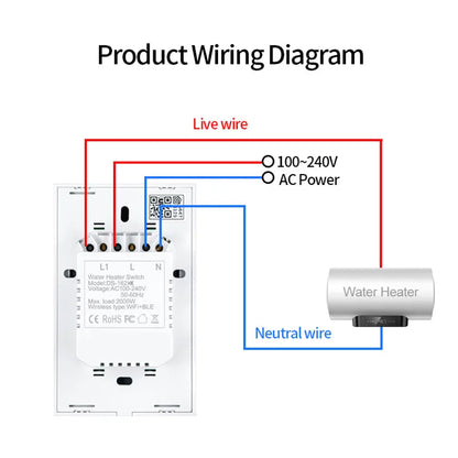 Interruptor de Pared Inteligente HomeKit 20A | Control de Calentador de Agua y Luz | Compatible con Google Home y Alexa