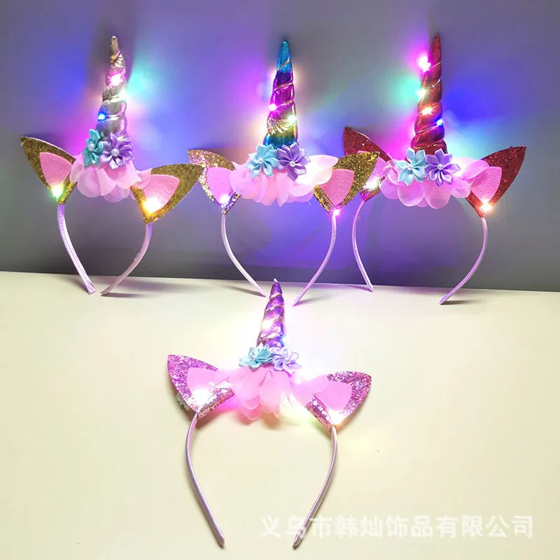 Diadema Unicornio Luminosa Rosa para Niñas | Accesorio Dulce y Único para Fiestas de Halloween