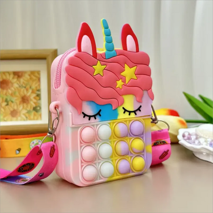 Monedero de Silicona para Niñas – Bolso Mensajero de Animalito para Niños, Monedero Antiestrés Pop Fidget
