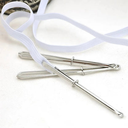 2 Piezas de Clips de Acero Inoxidable para Ropa - Herramientas de Costura DIY, Dispositivos para Pasar Cintas Elásticas y Hilos de Bordado