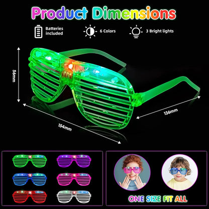 Gafas LED Brillantes que Brillan en la Oscuridad - Múltiples Colores Neon para Fiestas y Celebraciones