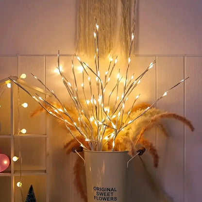 Lámpara LED de Ramas de Abedul Blanco - Luces Festivas a Pilas para Decoración de Navidad, Bodas y Fiestas
