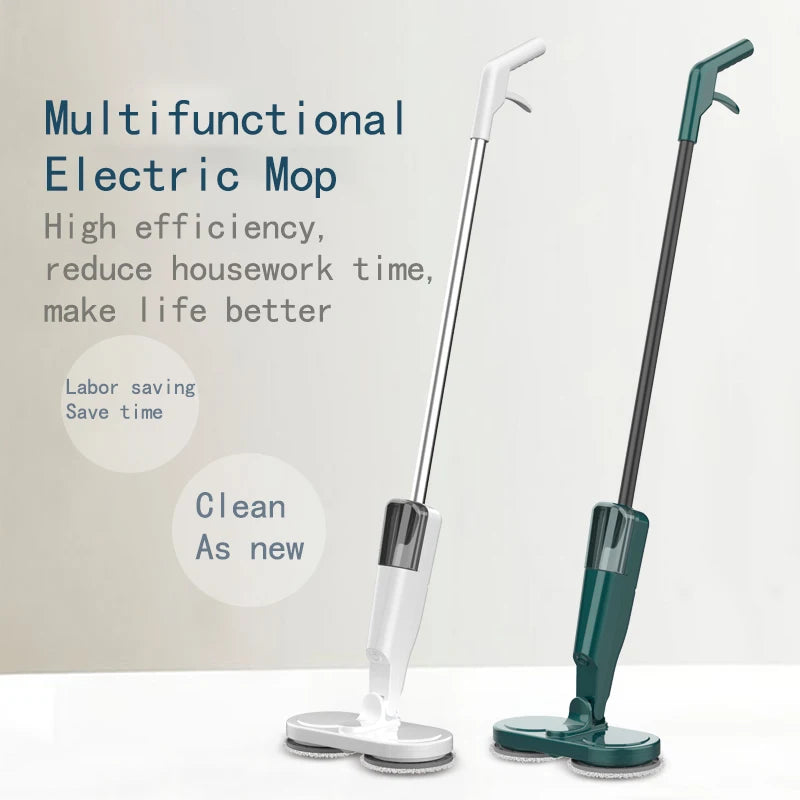 Mopa Eléctrica Rotativa 360° - Uso Húmedo y Seco, Empuje Manual, Limpieza de Pisos para el Hogar