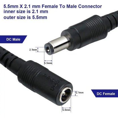 Conector de Cable DC 5.5x2.1mm - Adaptador de Alimentación Male/Female para CCTV y Tiras LED (1/5/10 Pcs)