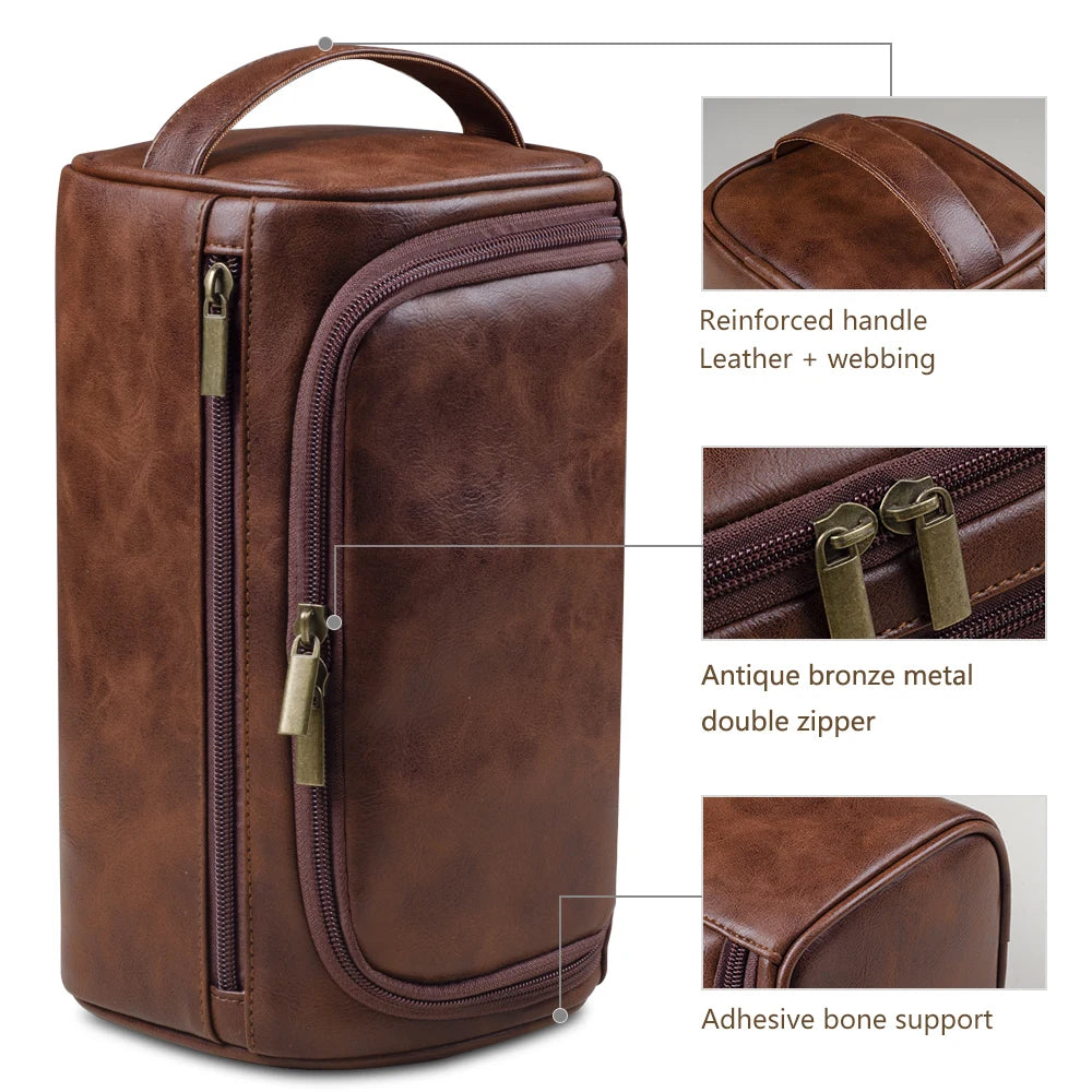 Neceser de Cuero para Hombres y Mujeres - Kit Dopp con Gancho para Viaje