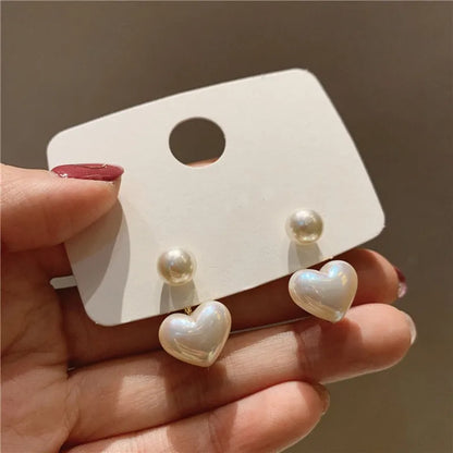 Pendientes de Pera de Imitación con Aguja de Plata 925 para Mujer - Joyería de Moda Coreana, Pendientes de Tuerca de Corazón de Lujo 2024