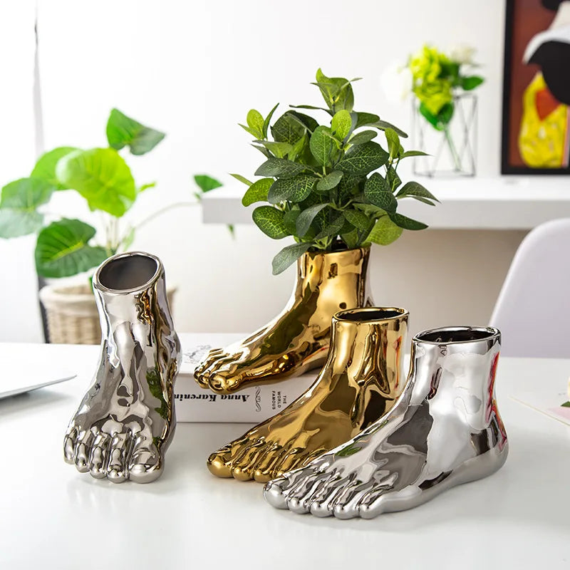 Florero Nórdico Creativo – Decoración Moderna de Cerámica, Adorno de Pie para el Hogar, Artesanías Simples y Sofisticadas, 2 Piezas o 1 Pieza
