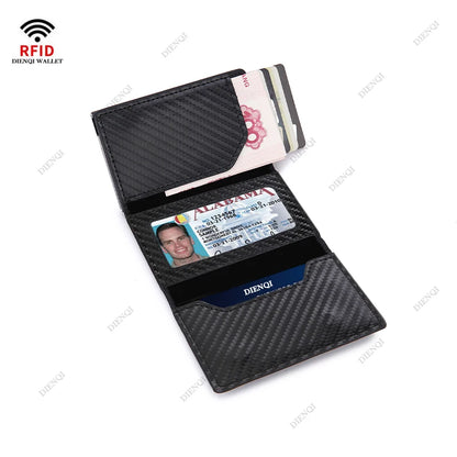 Rfid Carbon Fibe Airtag Wallets Men Card Holder Slim Thin Wallets Leather Wallet For Apple Air Tag Purses Smart Black Walet