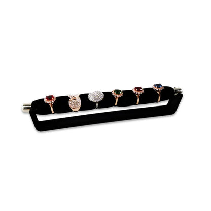 Soporte de Joyería para Anillos de Terciopelo - Exhibidor de Anillos de Espuma Suave con Estante de Metal, Disponible en Varios Colores
