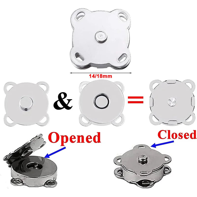 Botones Magnéticos Invisibles de Metal para Bolsos y Ropa – Cierres y Aseguradores para DIY (1/5/10 Sets)