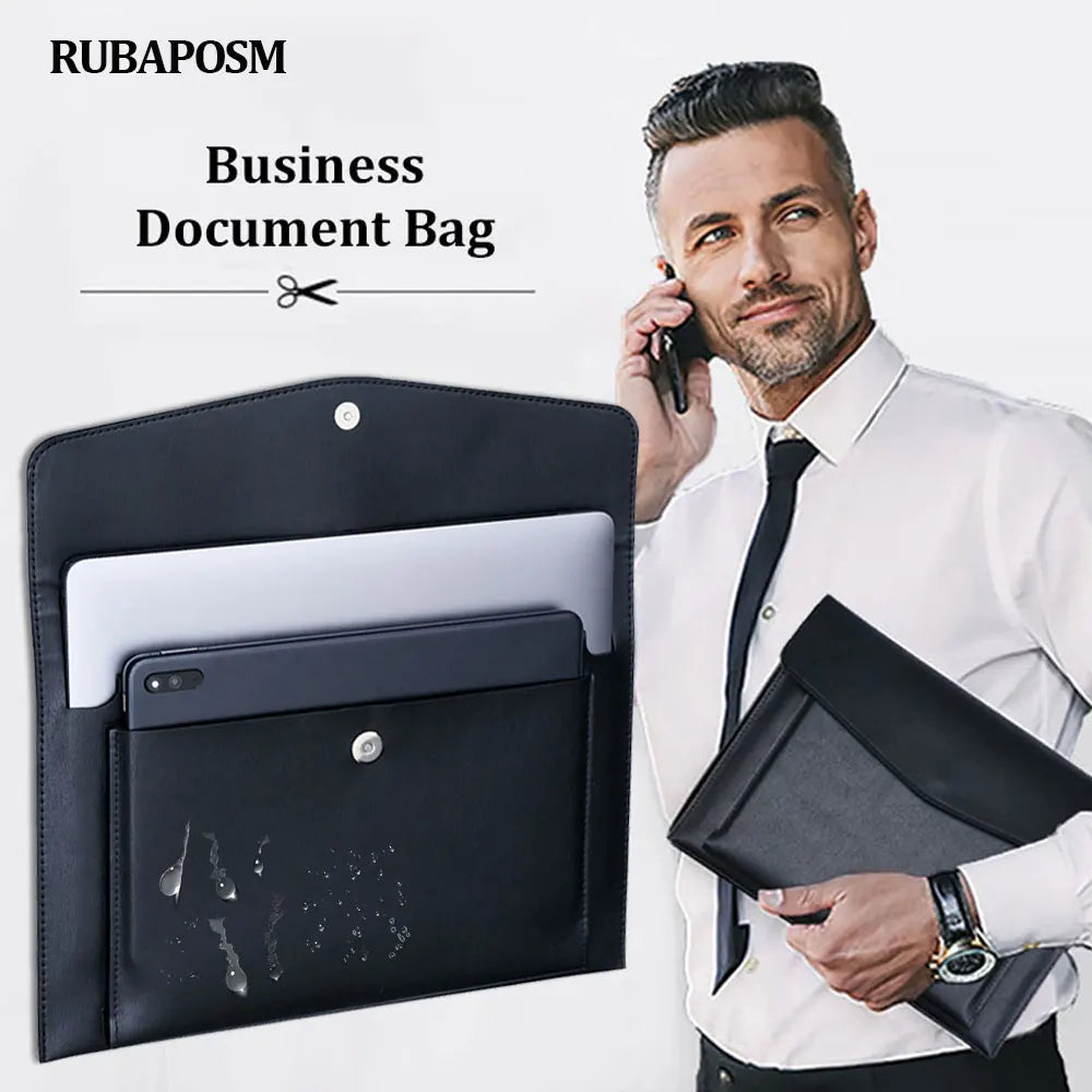 Cartera de Cuero Personalizada con Letras – Folder de Archivos A4 para Negocios con Cierre Magnético y Estuche para Laptop