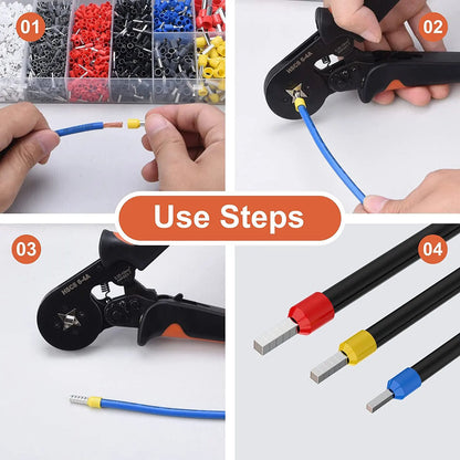 Kit de Herramientas para Crimpar Terminales de Tubo - Alicates HSC8 6-4 y HSC8 6-6 para Electricistas (0.25-10mm², AWG 23-7)