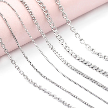 Cadena de Acero Inoxidable de 1m con Cruces y Eslabones O para Hombres y Mujeres - Joyería DIY, Pulsera y Collar de Color Plateado, Choker Punk