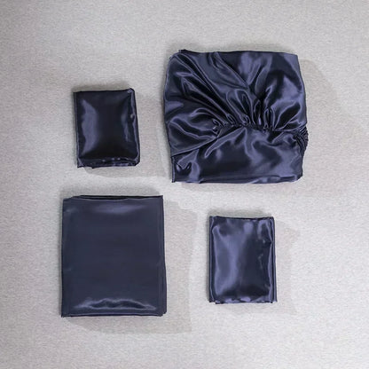 Sábana bajera de satén sedoso de lujo, juego de sábanas lisas y suaves con funda de almohada, tamaño Queen y King Size