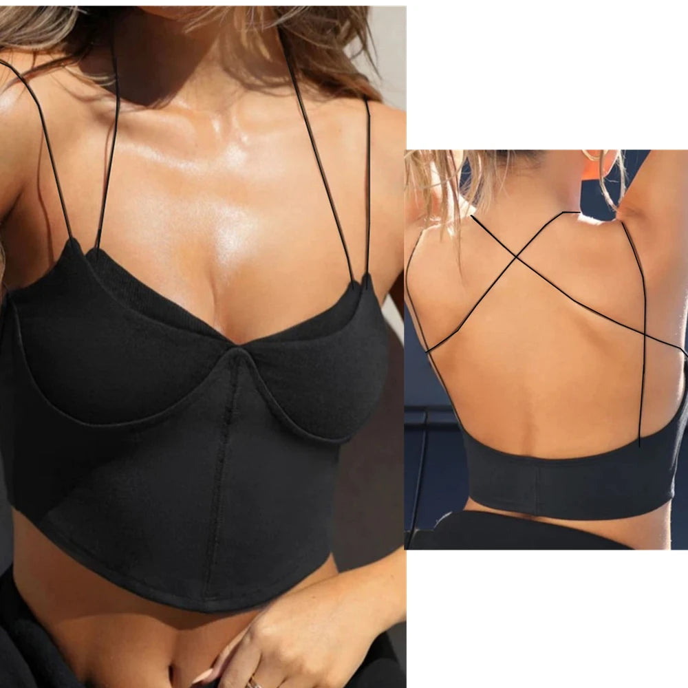 Sujetador Deportivo Unisex con Tirante Único, Dobladillo Curvado, Secado Rápido y Ligero para Yoga y Pilates